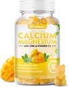 Kalcij Magnezijev cink z vitaminom D3 dopolnilo, brez sladkorja kalcijeve žvečilke za ženske moške, visoka absorpcija cinkove žvečilke za kosti in mišice in imuno zdravje, veganski mango arome - 60 Count