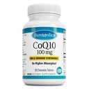 EuroMedica CoQ10 100 mg - Supplement za podporo celični energiji - Višja absorpcija CoQ10 Žvečljivi dodatek - Prehransko dopolnilo k pomoči zdravo staranje in zdravje možganov - 30 Žvečljive tablete
