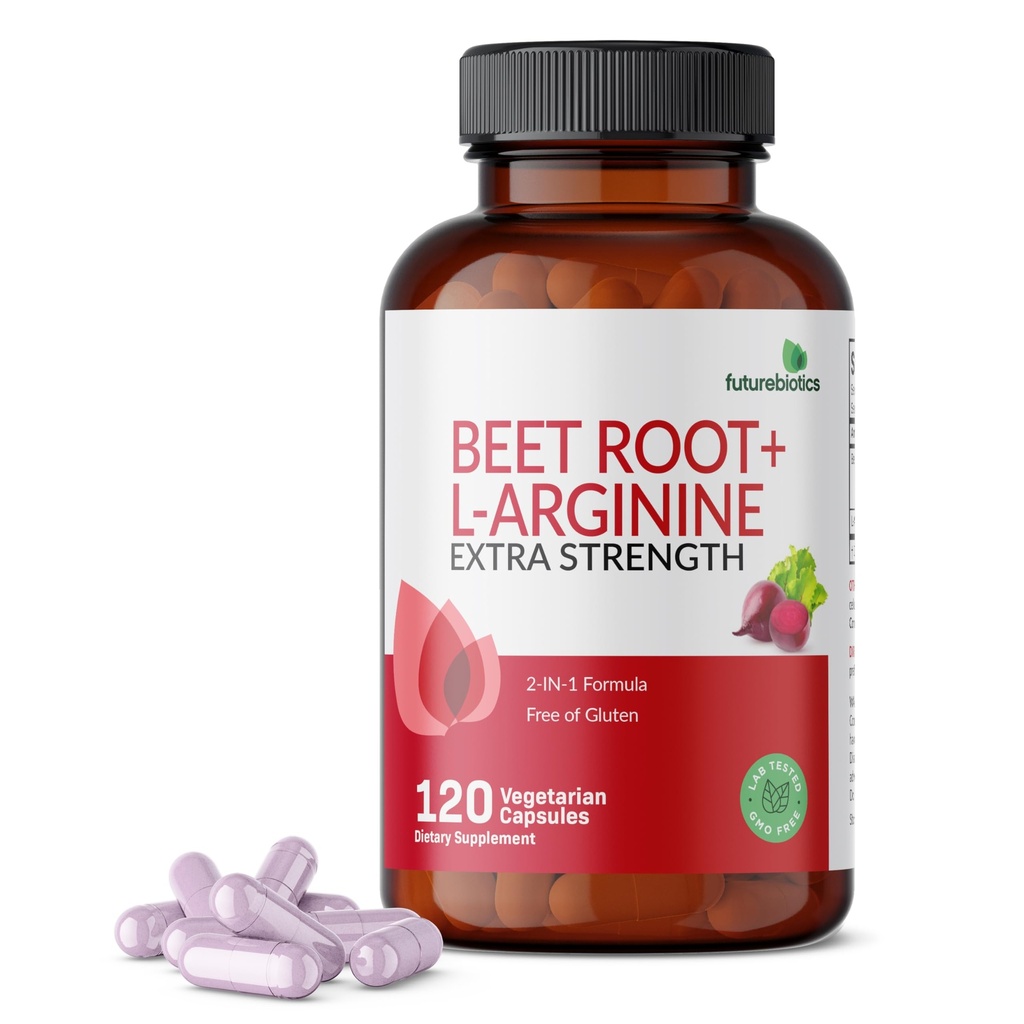 Futurebiotics Beet Root + L-Arginin, ne-GMO, 120 vegetarijanske kapsule