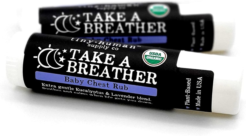 Organic Take Breather Baby Chest Rub palico 2pk, 100% naravno, pomirja sivke & Eucalyptus, Brez nafte, Cruelty brez