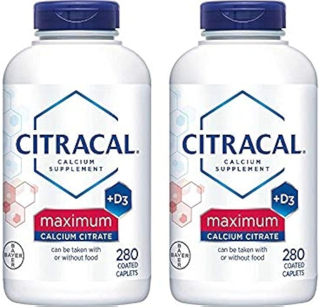 Citrakalni - kalcijev citrat z vitaminom D3 - 2 steklenici, 280 Caplets vsak