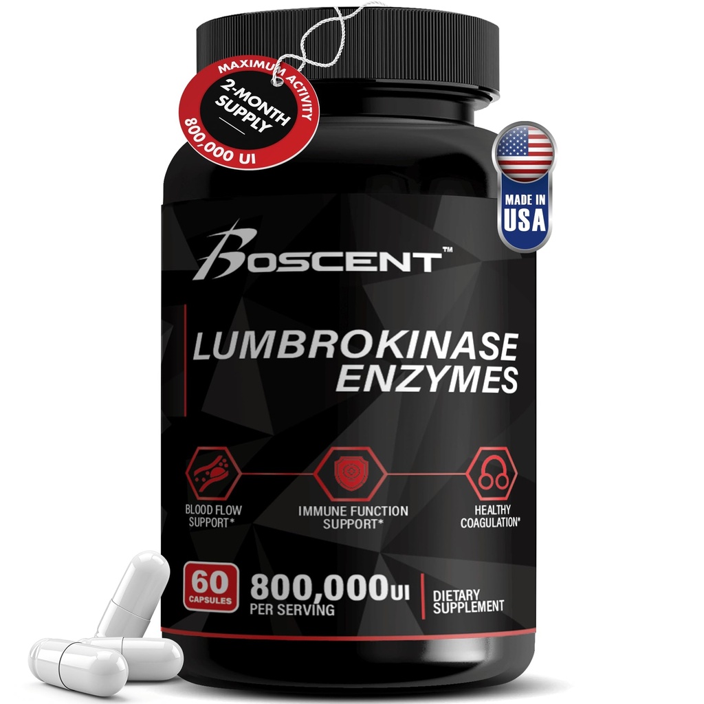 Lumbrokinaza Dodatek 40mg (60 kapsul) - Največja aktivnost-800.000 UI - Pure Lumbrokinaza Encimi Prebavni encimi, Bolje kot serapeptaza Nattokinaza dodatek, Lab Tested, Non GSO