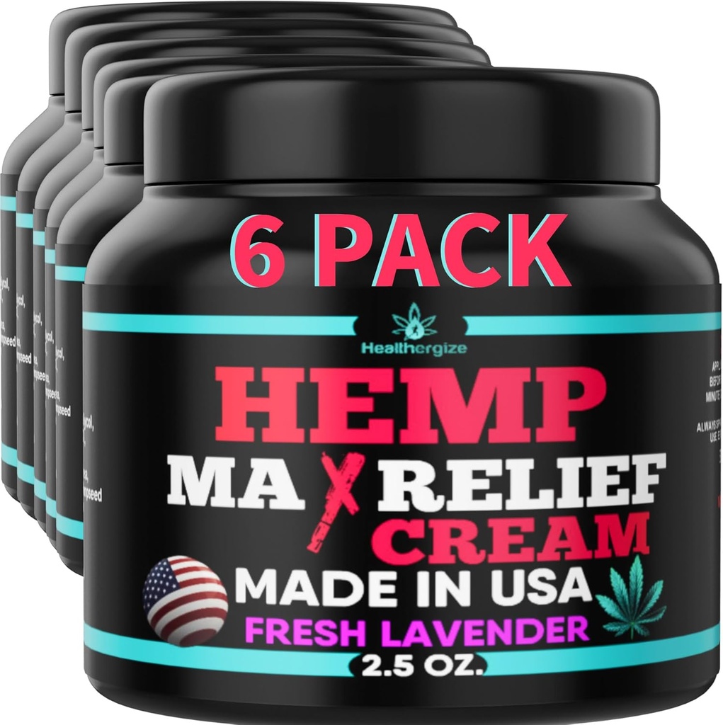 6PACK Healthergize Healthergize Hemp krema-Naravna Premium kakovost-Full Body Relief Instant Rezultati-Homp olje Infused-Lavender, Aloe, Kurkurja, Aches, Mišice, Joints, mišice, Nazaj, Kolena, Neck-Made v ZDA...