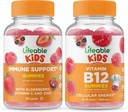 Življenjska Imunska podpora Otroci + Vitamin B12 Otroci, Gummies Bundle - odličen okus, Vitamin dopolnilo, Gluten brezplačno, GSO brezplačno, Žvečljivi Gummy