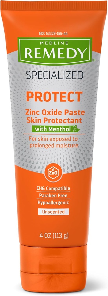 Medline Remedy Specializirani cinkov oksid Paste z mentolom (4 oz Tube), Neoporečni, Kalamin, Inkontinenca Nega, Diaper izpuščaj, Mokrost Zaščita, Hypoallergenic, Paraben Free, Odrasli, Pomirjujoče