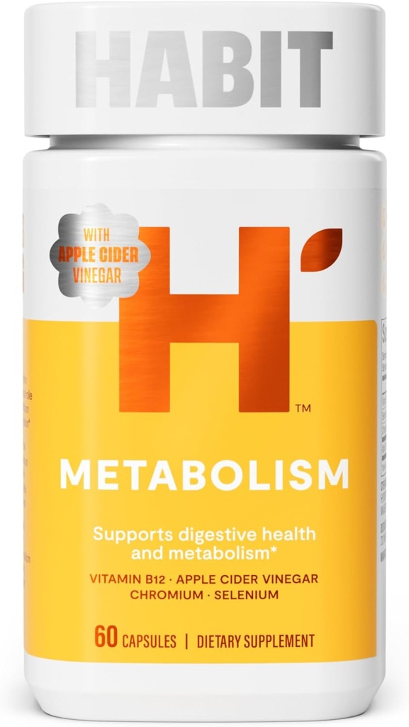 Habit Presnova dopolnilo (60 kapsul) - Podpira Prebavno zdravje in presnova, Vitamin B12, Selen, Krom, Apple Cider Vinegar, Vegan, Non-GMO (1 pakiranje)