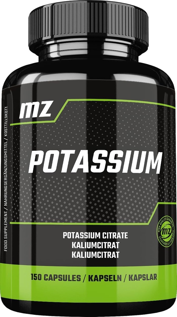Kalij 365 mg iz organske oblike kalijev citrat – 150 veganskih kapsul – 5 mesecev dobave – prehranska dopolnila za vzdrževanje normalnega krvnega tlaka in mišične funkcije – MZ