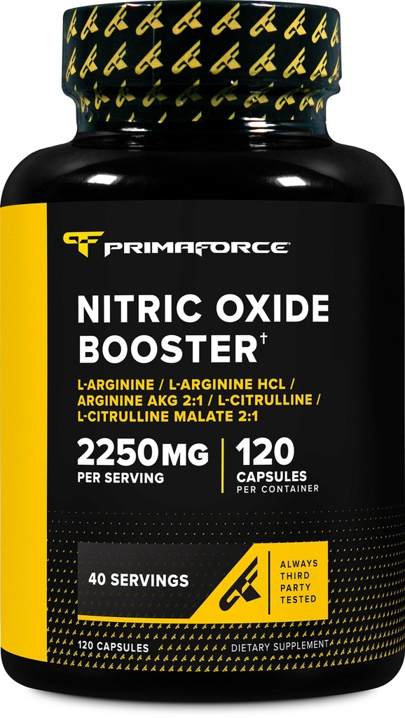 Primaforce Booster dušikovega oksida (2.250 mg, 120 kapsul) - 40 Servis naše mešanice za povečanje dušikovega oksida pred treningom in po njem