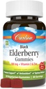 Carlson - Black Elderberry Gummies, z vitaminom C & cink, Imunska podpora, 60 Gummies