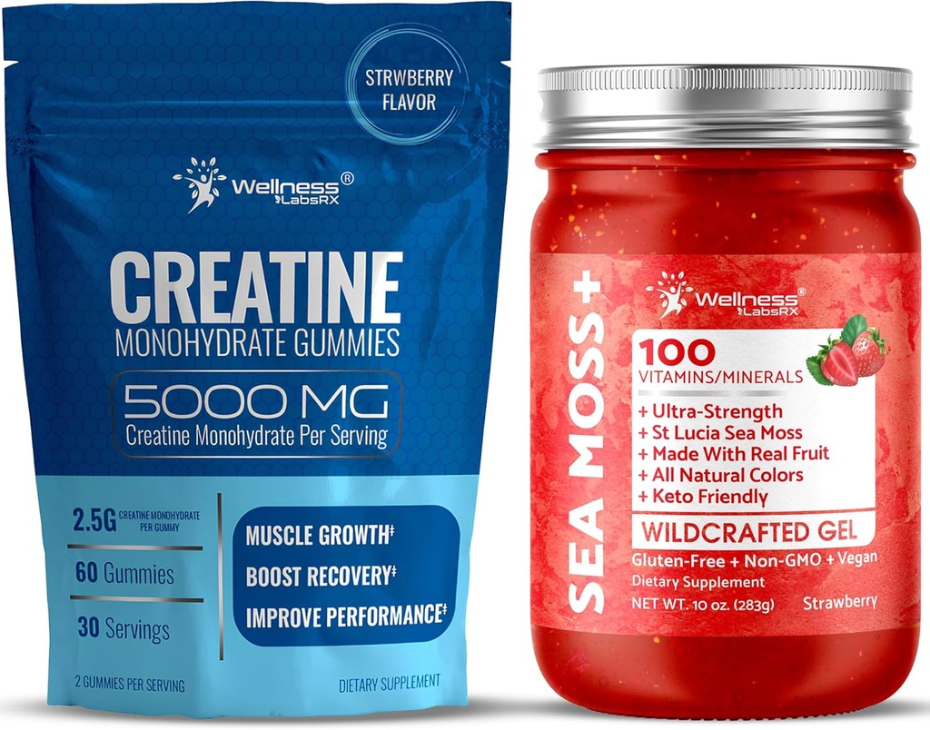 WELLNESS LABSRX Sea Moss Gel Jagoda s kreatinskimi žvečilkami