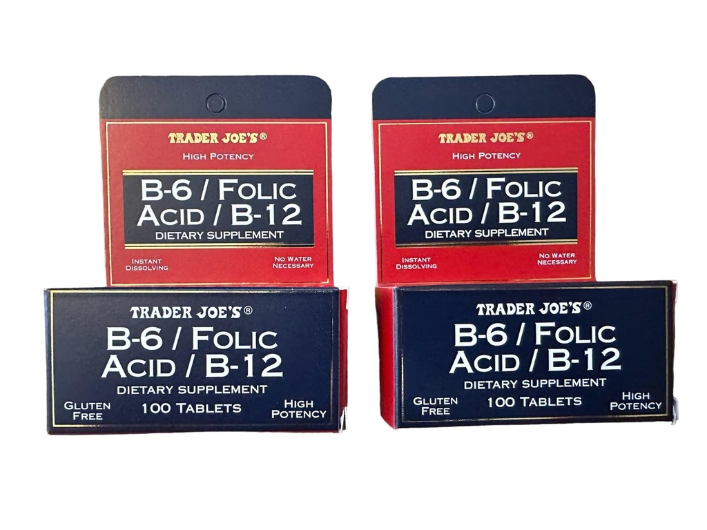 Trader Joe's B-6 / Folna kislina / B-12 Prehranska dopolnila (200 tablet - 2 pakiranji)