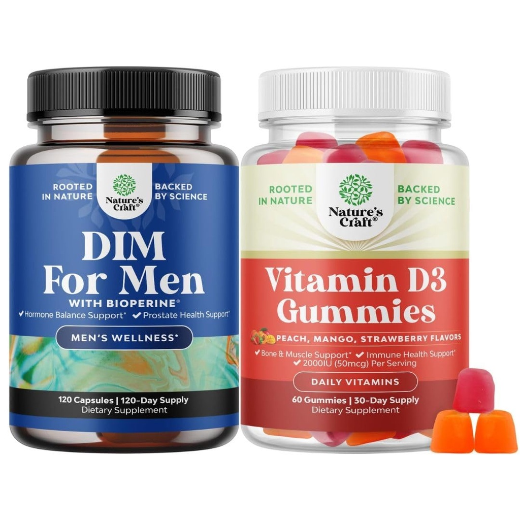 Sveženj naprednega Diindolylmetan DIM dodatek za moške in vitamin D3 Gummies za dnevno wellness za kostne mišice in imunske podpore