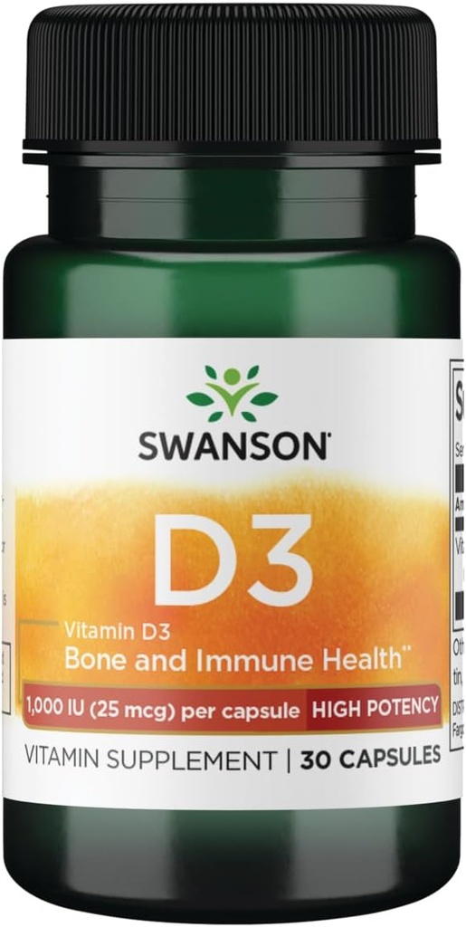 Swansonova visoka jakost Vitamin D-3 1000 Iu (25 μg) 30 kapsul