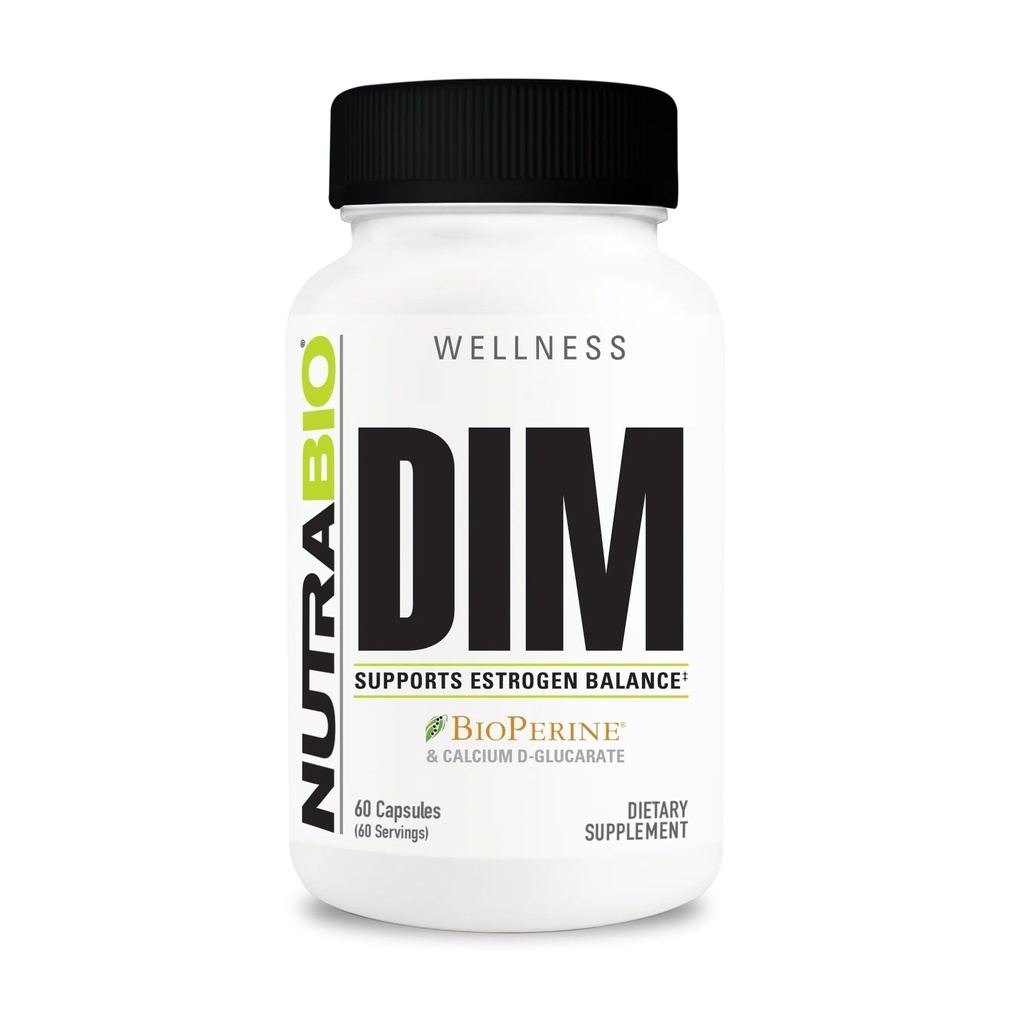 NutraBio DIM dodatek, podpira estrogensko ravnovesje, 100mg - 60 Zelenjavne kapsule