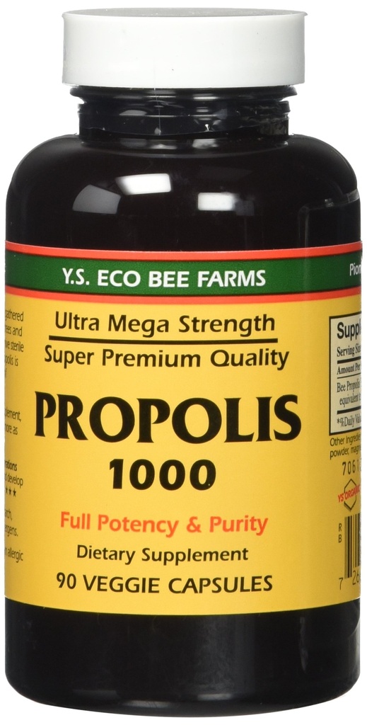Propolis-Raw Nepredelanih 1000mg Y.S. ekoloških čebeljih farm 90 Caps