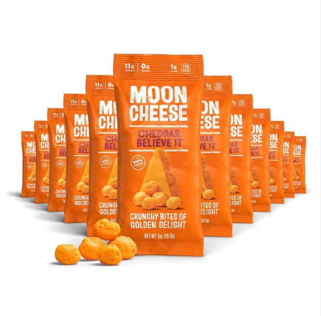 Mesečev sir Cheddar verjame v to, 1 Ounce, 12 Pack, Crunchy, Protein-Rich sir prigrizek, Keto prijazno, 100% pravi sir