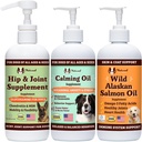 Družba Natural Dog Company Wellness Bunde Food Oil Toppers Vključno (1) Salmonovo olje iz divje Aljaske, (1) Tekoči glukozamin, (1) Umirjanje olje