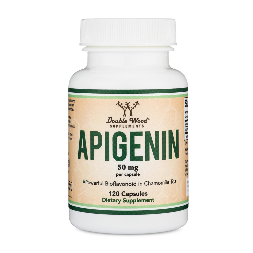 Apigenin dodatek - 50 mg na kapsulo, 120 Število (močan bioflavonoid najdemo v kamilični čaj za sprostitev, spanje, in Mood) Senolitični Flavonoli za staranje (Gluten brezplačno) z dvojnim lesom