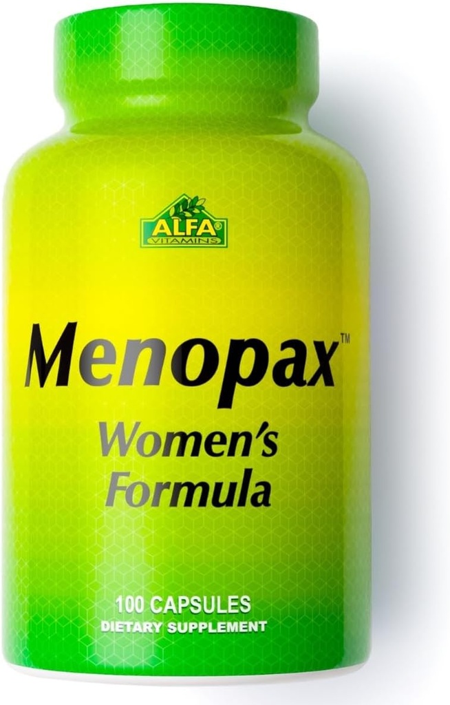 ALFA VITAMINS Menopax ženska formula, Gluten brez vitamina za Menstrualno zdravje in splošno Wellness, podpira sklepe, energijo in ravnovesje cikla, prehranska dopolnila za ženske, 100 kapsul