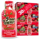 5-urna ENERGY Shots Dodatna moč, Berry Flavor, 30 Count, 1,93 Fl Oz, Sladkor brez, Nič kalorij, Aminokisline in Essential B Vitamini, Prehranska dopolnila, Feel Alert in Energied, 230 mg kofeina