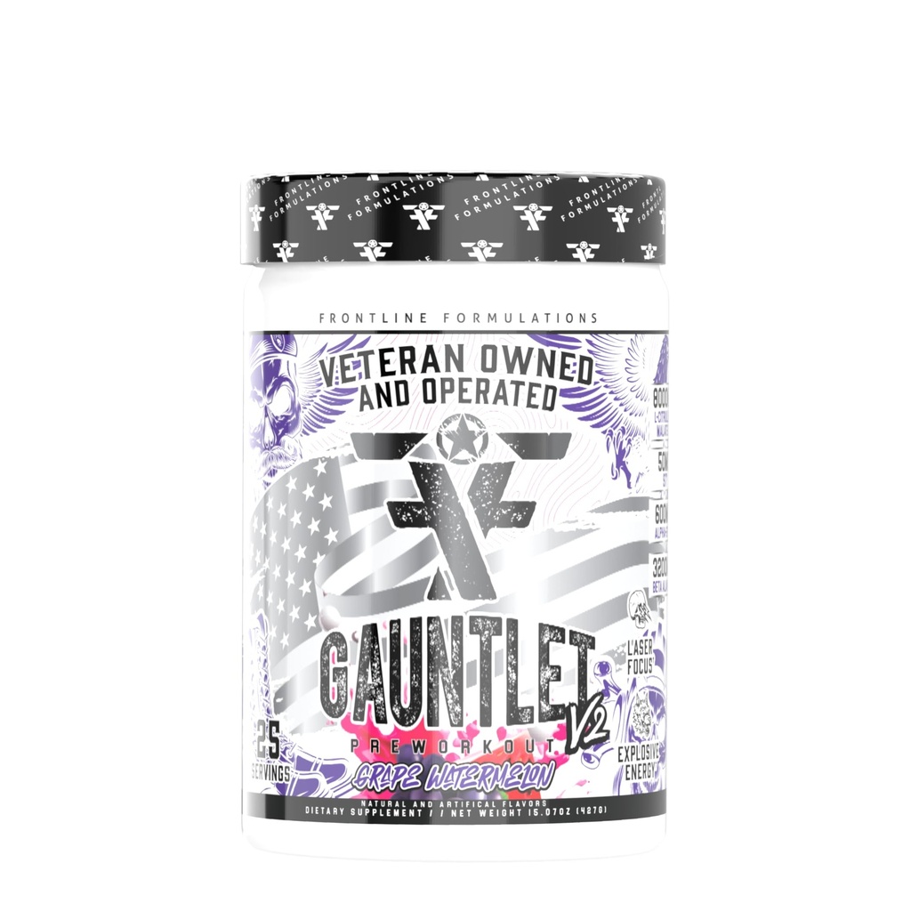 Gauntlet Pre-World Powder, Eksplozivne vadbe, Laser Focus, Mid Stim, Neverjetna aroma, Veteran v lasti in deluje (25 strežbe, Grozdna lubenica)