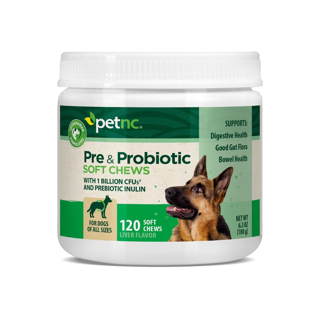 PetNC Natural Care Jetra Flavor,Cheese Pre & Probiotic Soft Chews for Dog 120 ct (Pack of 1) (Packaging May Vary)