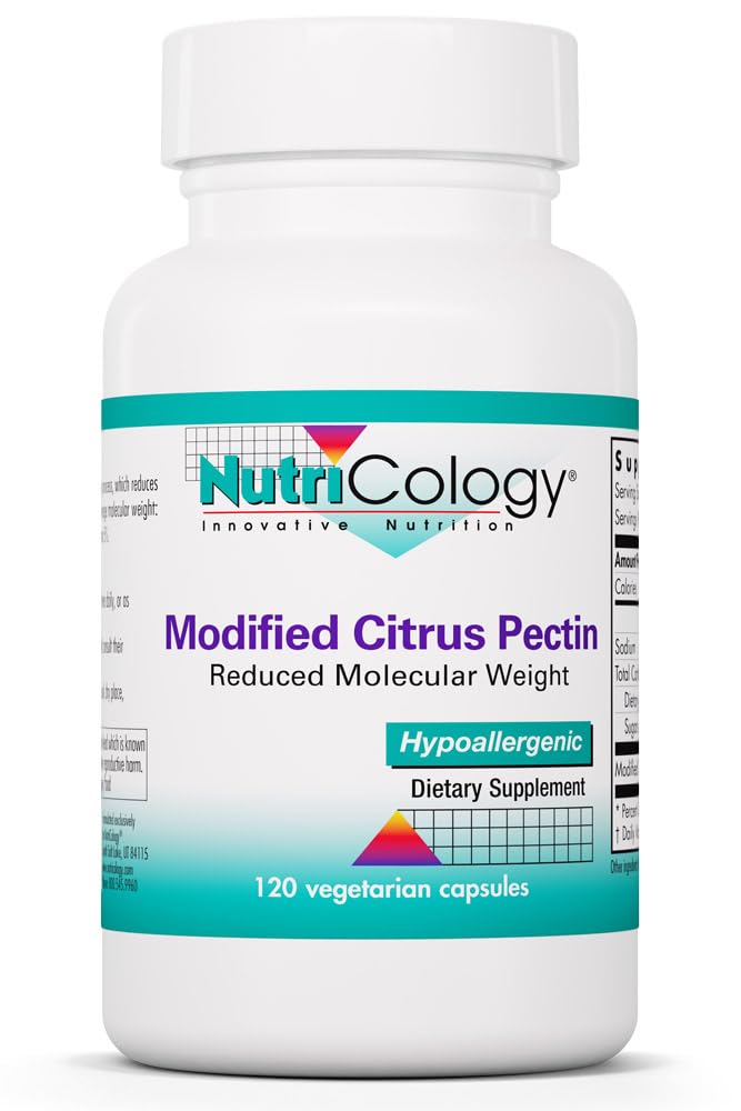 Nutrikologija Spremenjeni Citrus pektin dodatek za Gut podporo - Spremenjeni Citrus pektin Kapsule za moške in ženske, hipoalergeni, Gluten prosti, zmanjšana molekulska masa - 120 Vegetarijanske kapsule