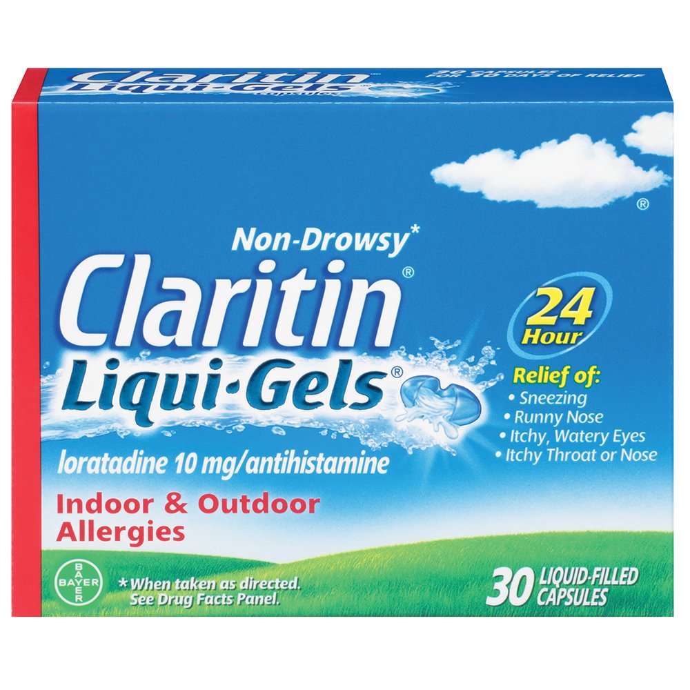 Claritin Liqui-Gels 24 ur Alergija Relief, ne-zaščitna alergija Medicina, Loratadin Antihistaminiki Kapsule, 30 Število
