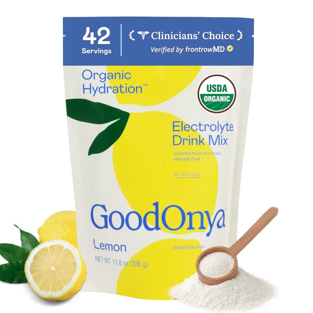 BLAGONYA Organska Hidracija Elektrolitski napitek Mešanica, Certified Organic Hydration Prašek, Ne-GMO, Biopreverjen Glifosat brez, Nizki sladkor, Limonada Okus, Brez umetnih arom, 42 Servisi