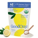 GoodOnya Organic Hydration Electrolyte Drink Mix, Certified Organic Hydration Powder, Non-GMO, Biochecked Glyphosate Free, Low Sugar, Lemonade Flavor, No Artificial Flavors, 42 Servings