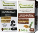 Himalajski Shilajit Kapsula & Ashwagandha Kapsule Pakiranje po 2. 90+90 ct Gold Standard Premium Quality for Max Benefits. Vsi naravni ne gensko spremenjeni organizmi No Rice Powder No Filler No Silicijev dioksid Brez Stearat