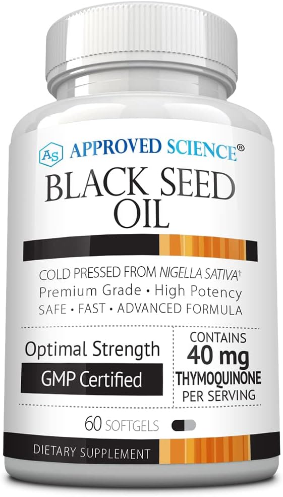 Odobreno Science Black Seed Oil - Hladno stisnjena Nigella Sativa - Boost Immunity, Respiratorne, Kognitivne, in Digestive Health - 2% Thymokinon - 1 steklenica - 60 Softgels - Izdelano v ZDA