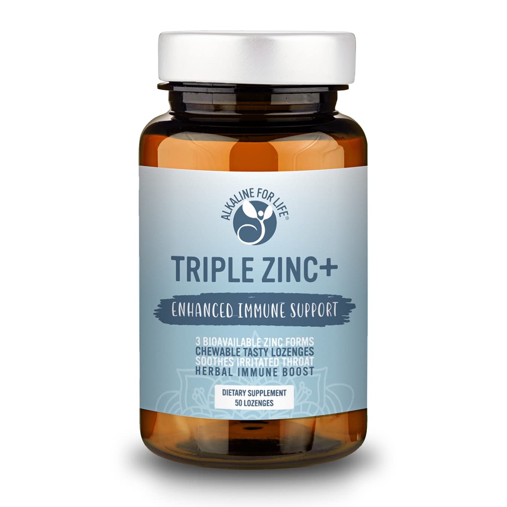 Trojni cink Lozenges - 3 Biološke oblike cinkovega glicinata, cinkovega citrata, cinkovega aspartata - Cinkov imunski dodatek Echinacea, Slippery Elm, OPC, Vitamin C, Sucanat Med