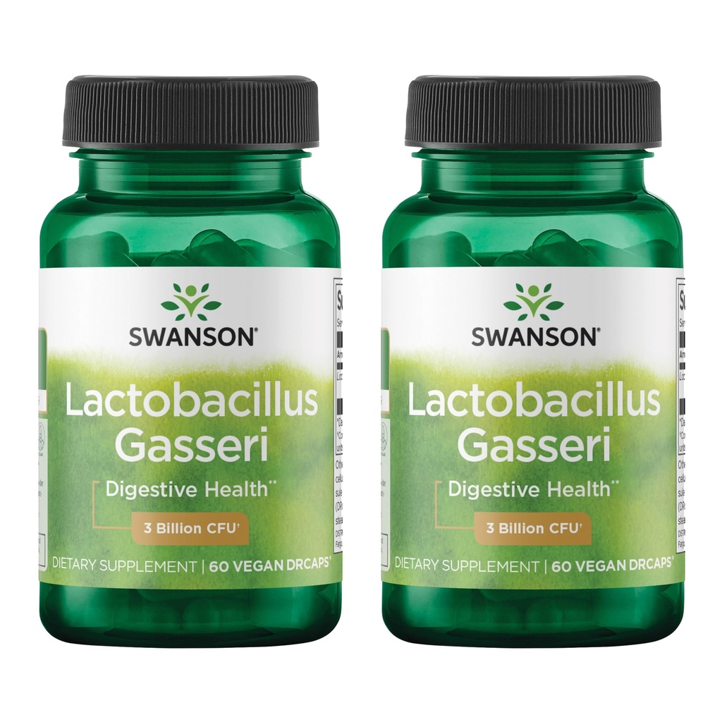 Swanson Lactobacillus Gasseri - Probiotic Supplement Podpora digestivnemu zdravju s 3 milijardami CFU - Design-Release Satiety & Fat Presnova Podpora - (60 Veggie kapsule) 2 steklenici
