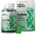 Wild & Organic Jodine Gumies 250mcg - Imunska podpora kompleks w/Potassium jodide - Selen Cinkov jod dodatek za imuniteto in splošno podporo - 60 Vegan, pektin-bazni gumiji