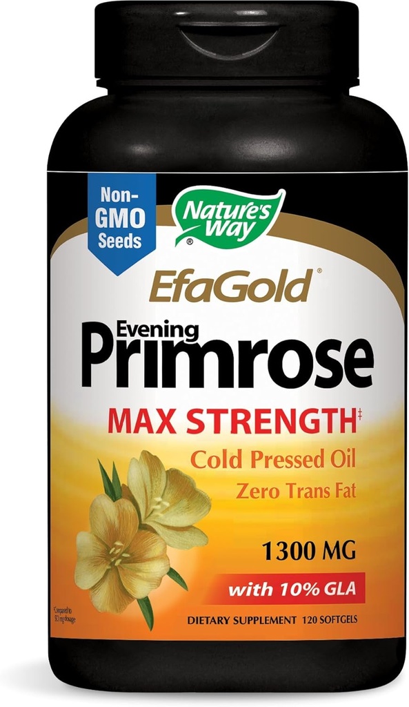 Naravne poti Večer Primrose, EFA zlato hladno stiskano olje 1300mg, 120 Softgels