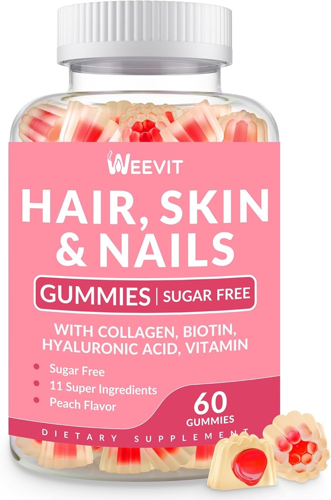 Lasje kože in nohti Gumies - Vegan Biotin 5000mcg Vitamini za ženske in moške podpira hitrejšo rast las, močnejši nohti, bleščeče kože