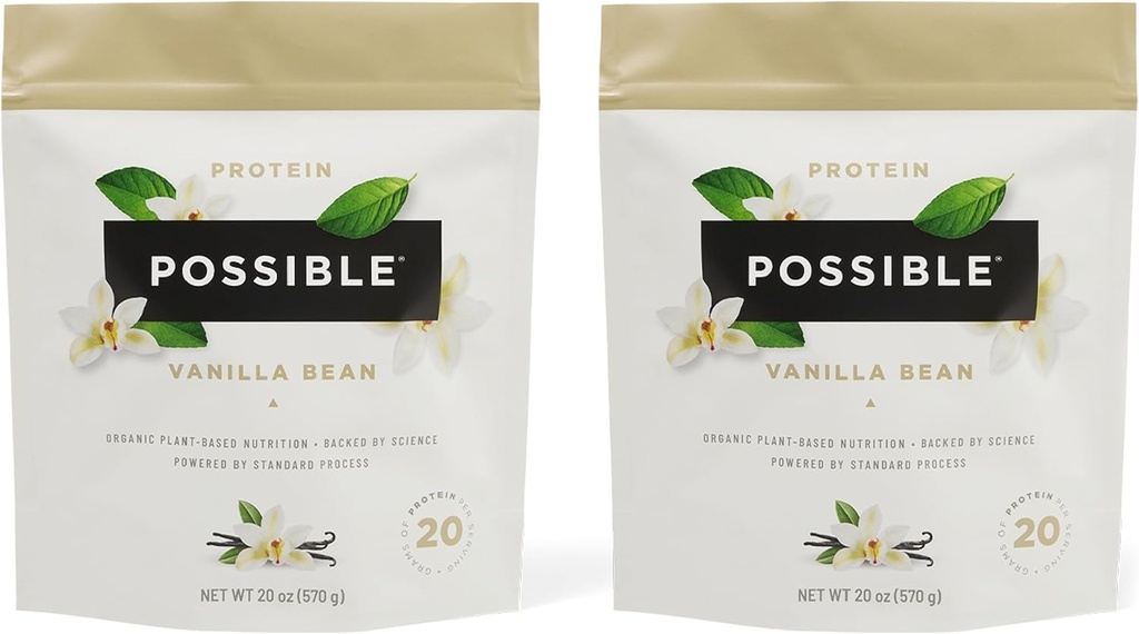 Beljakovinski prašek Vanilla Bean - 20g Vegana, na rastlinah osnovana beljakovinska mešanica - ne-GMO, ne-mlečni, gluten-free - 3,5g BCAA - 9 esencialnih aminokislin - 30-dnevna zaloga - 2 vrečki, 30 servivov