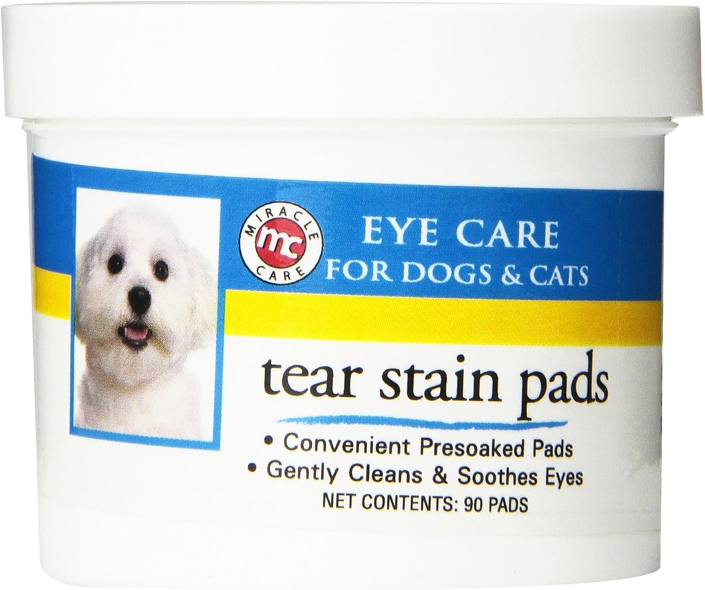 Čudežno nego Tear Stain Pads, 90 Enkratna uporaba Pre-namočene Pads nežno očistiti in pomiriti psa in mačke oči, ne stinging Formula za izboljšanje tear Stains in odstraniti oči debris