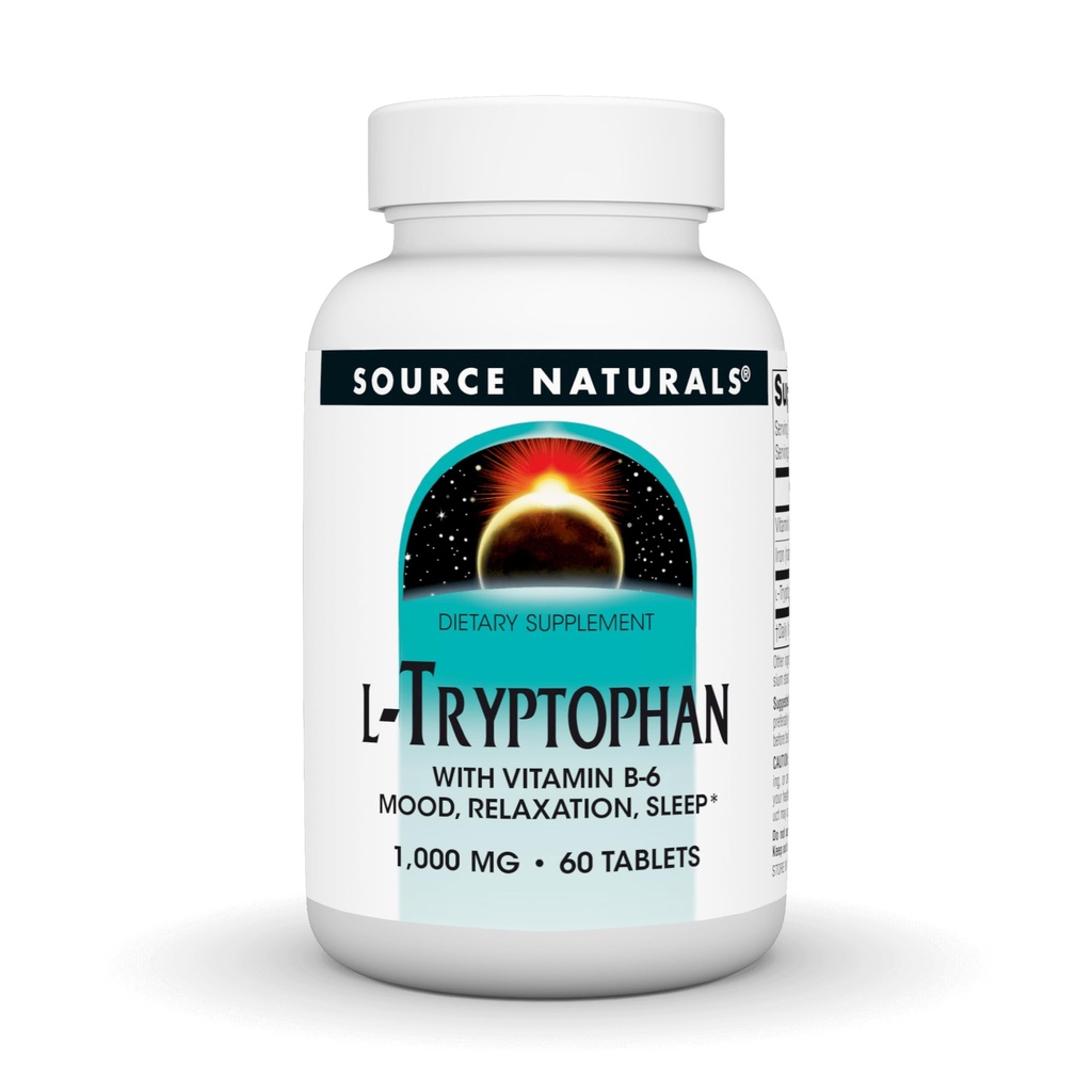 Vir Naturals L-Tryptofan z vitaminom B-6 - Podpora Mood, Sprostitev in spanje - 1000mg - 60 tablet