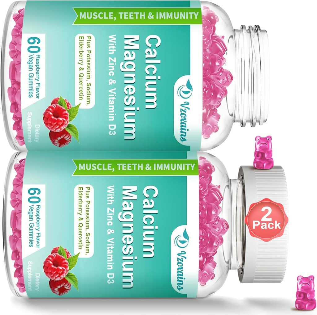 Visoka absorpcija Kalcij Magnezijev cink Gumiji z magnezijevim glicinatom 400mg, brez sladkorja Kalcij Magnezij dodatek za kosti & moč zob, delovanje mišic - Vegan, 120 Število