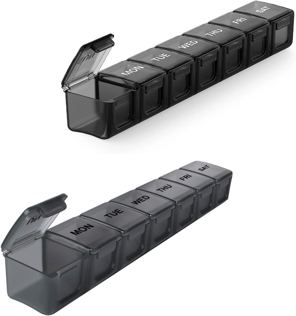 2 Pack Extra velike tablete Organizator, Sukuos Tedenske tablete Primer s Clear Lid, Artritis Prijazen Medicine Organizator za tablete/vitamin/ribje olje/dodatki, BPA brezplačno, Enostavno za čiščenje
