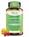 Pure by Nature 600mg D-mannose Veganske kapsule z izvlečkom brusnice in Dandelion, Sečnina Tract Health Support, Flush Nečistost, Detox telo, 240 Število