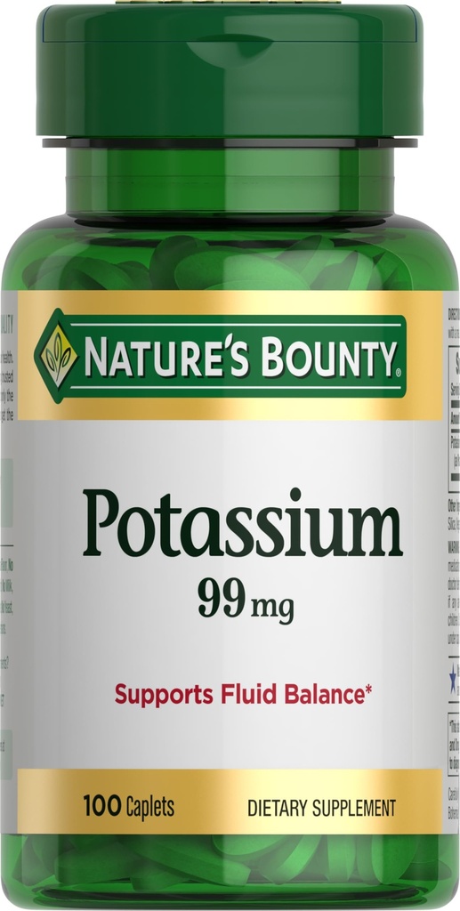 Narava je Bounty Kalij 99mg, Podpira ravnotežje tekočine in mišične aktivnosti, vključena v normalno delovanje srca, Kalijev glukonat prehransko dopolnilo, Gluten brezplačno, 1 na dan, 100 vegetarijanske kapele