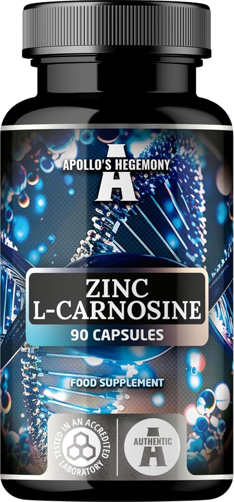 Cinkov L-karnozin 37, 5 mg na kapsulo, 90 veganskih kapsul, 3-mesečna zaloga, cinkov dodatek in aminokislinski beta-alanin, z Apollovo hegemonijo.