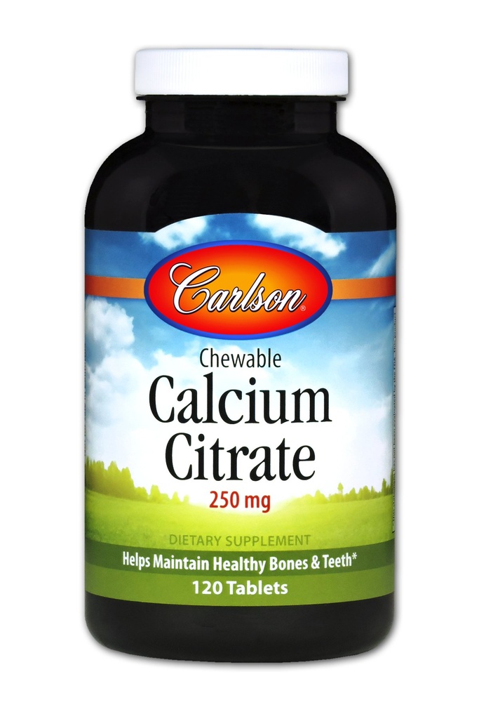 Carlson žvečljivi kalcijev citrat 250 mg, vanilija, 120 tablet