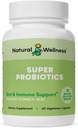 Naravni Wellness Super Probiotic + Prebiotična mešanica – 10 milijard CFU z 8 sevi – Probiotiki za ženske in moške za digestivno zdravje, Gut Balance & Imune Support – Non-GMO, 30-dnevno oskrbo