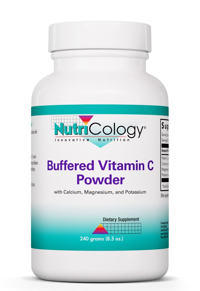 Nutrikologija Bufered Vitamin C v prahu - kalcij, magnezij, kalij, askorbinska kislina, toleranca Bowel, visoka čistost, visok odmerek, kalcijev karbonat - 8,5 Oz