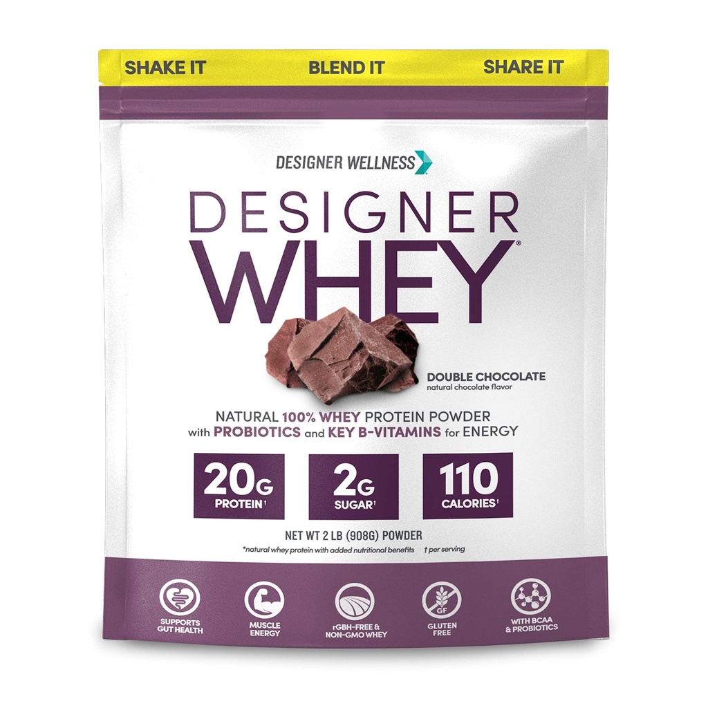 Oblikovalec Wellness, Oblikovalec Whey, Natural Whey Protein Powder s probiotiki, Fiber, in Key B-Vitamini za energijo, Gluten-free & Kosher, Dvojna čokolada, 2 lb