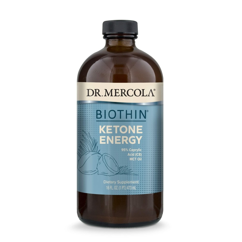 Dr. Mercola Biothin Ketone Energy MCT Oil - Podpira proizvodnjo energije in ketona - C8 & C10 Srednje-chain trigliceridi - Non-GMO, Gluten-free & Soy-free - 31 Servings (16 Fl Oz)